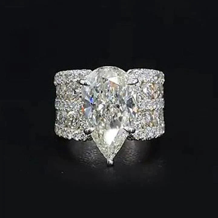 Stunning 9.0CT Pear Cut Engagement Ring in Widen Band