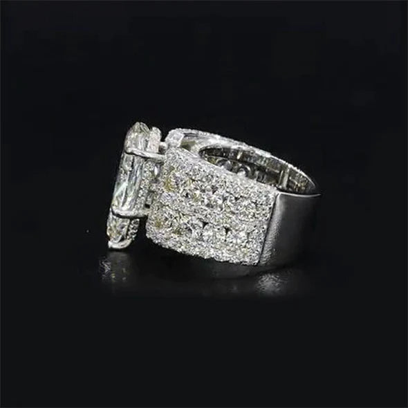 Stunning 9.0CT Pear Cut Engagement Ring in Widen Band