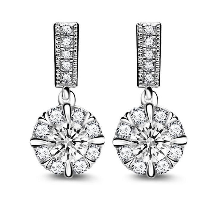 3.5CT Round Cut 925 Sterling Silver Drop Earrings