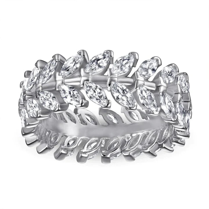 Marquise Cut Leaves Wedding Band