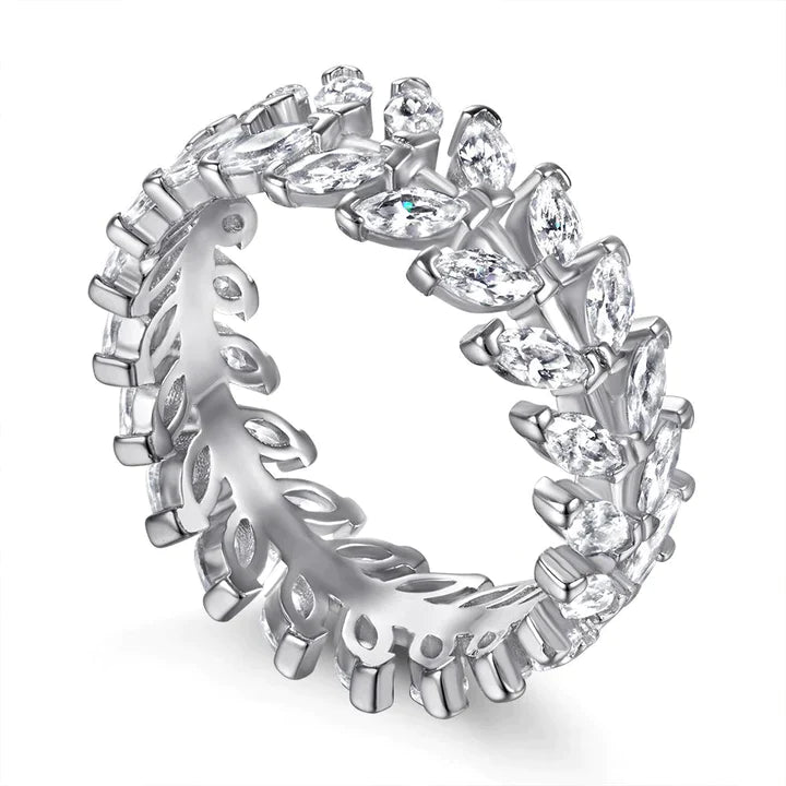 Marquise Cut Leaves Wedding Band