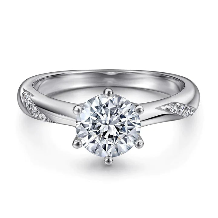 6 Prong Sterling Silver Solitaire Ring