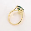 Vintage Emerald Green Halo Sterling Silver Engagement Ring