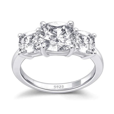 Cushion Cut Three Stones Engagement Ring