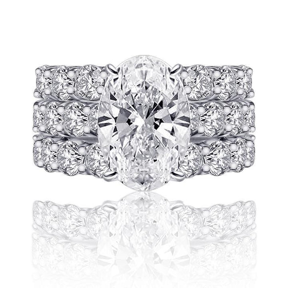 Oval Cut Bridal Set with Half-Eternity Band