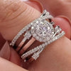 Round Cut Halo Bridal Set with Matching Band