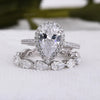 Halo Pear Cut Eternity 925 Sterling Silver Bridal Set