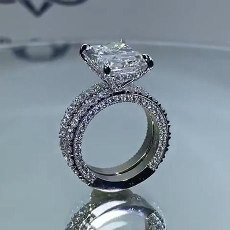 4.0ct Radiant Cut Half Eternity Bridal Set