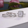 Luxurious Halo Radiant Cut Sterling Silver Bridal Set with Two Interweave Bands