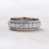 Eternity Round Cut Triple-Row Wedding Band In Sterling Silver