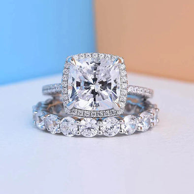 3.2 CT. Cushion Cut Halo Bridal Set