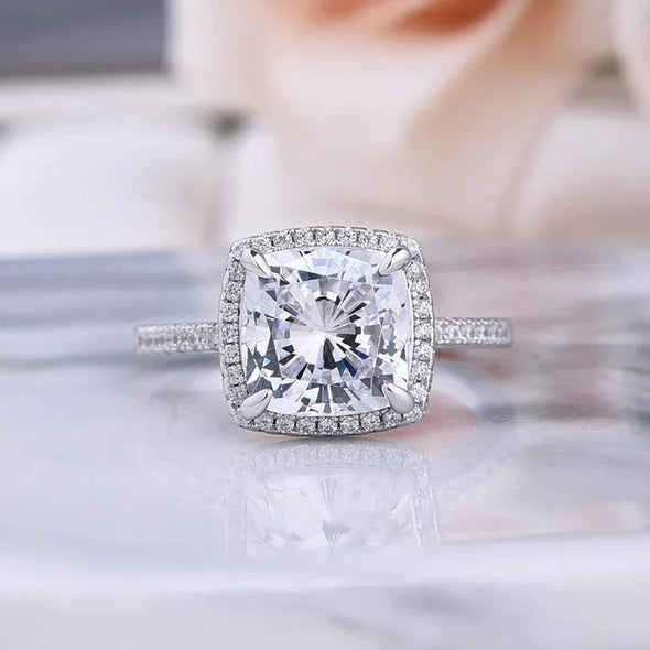 3.2 CT. Cushion Cut Halo Bridal Set