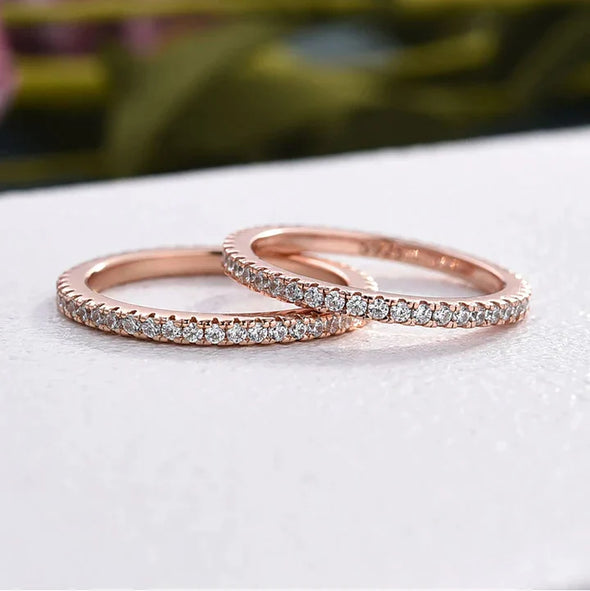 Rose Golden Tone Classic Oval Cut Sterling Silver Bridal Set