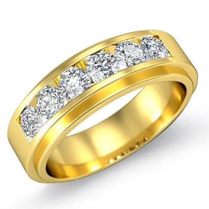 Round Cut Half Stone Men's Wedding Band