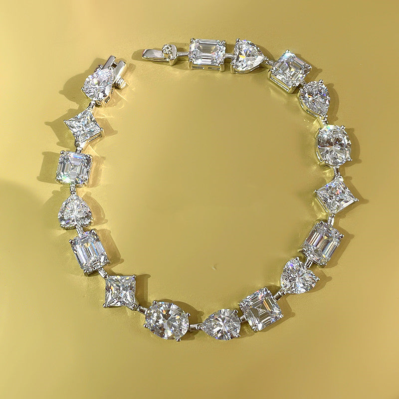 Exquisite Multishape Tennis Bracelet in Sterling Silver