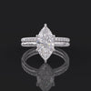 2.0 CT Hidden Halo Marquise Cut Solitaire Sterling Silver Wedding Bridal Set