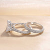 2 pcs Radiant Cut Three Stone Wedding Ring Bridal Set In Sterling Silver