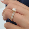 Cushion Cut Sterling Silver Bridal Set In Golden Tone