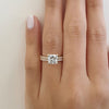 Cushion Cut Sterling Silver Bridal Set In Golden Tone