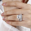 Exquisite Halo Cushion Cut Sterling Silver Bridal Set