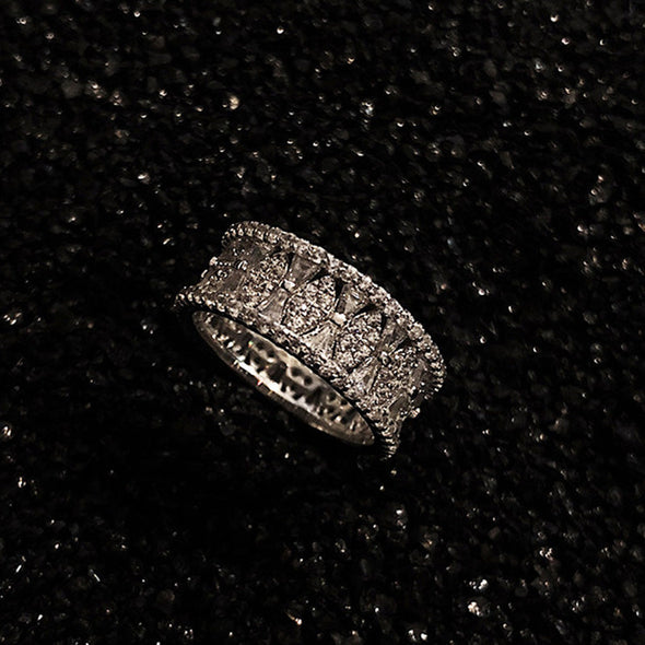 Elegant Pave Lace Design Wedding Band In Sterling Silver