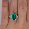 Paraiba Tourmaline Emerald Cut Three Stone Sterling Silver Engagement Ring