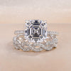 Stunning Asscher Cut Sterling Silver Bridal Set with Infinity Band