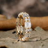 Gorgeous Emerald Cut & Round Cut Alternating Sterling Silver Wedding Band Set