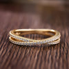 Golden Tone 3PC Art Deco Wedding Band Set In Sterling Silver