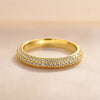 Luxurious Golden Tone 3 Row Design Round Cut Sterling Silver Wedding Band