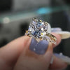 Elegant Cushion Cut Golden Tone Bridal Ring Set In Sterling Silver