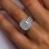 Gorgeous Halo Cushion Cut Wedding Bridal Set In Sterling Silver