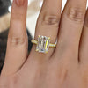 Elegant Golden Tone Emerald Cut 3PC Wedding Set In Sterling Silver