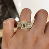 Elegant Golden Tone Emerald Cut 3PC Wedding Set In Sterling Silver