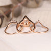 Rose Golden Tone Halo Pear Cut Twisted Curved Sterling Silver Bridal Set