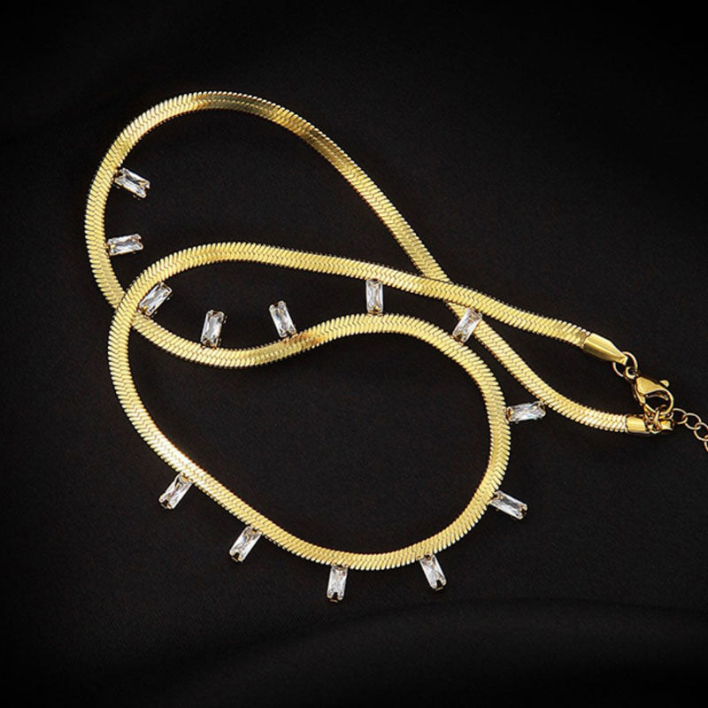 Unique Design Golden Tone Snake Bone Necklace