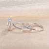 Halo Emerald Cut Sterling Silver Bridal Set with Side Stone Band