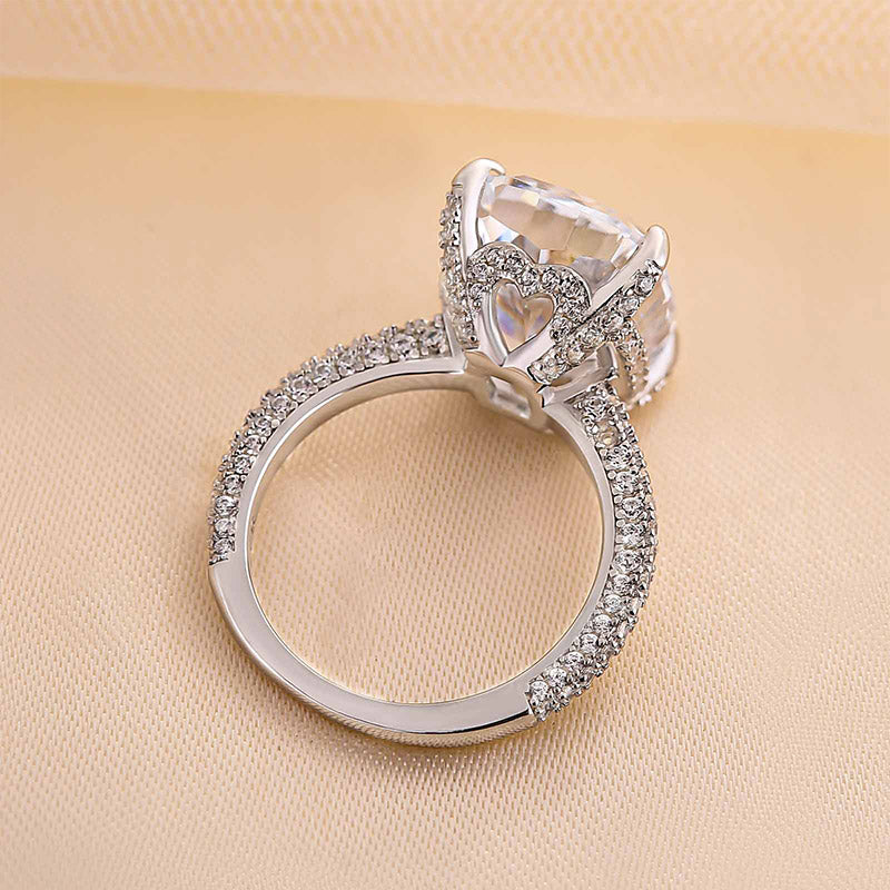 Elongated Cushion Cut Sterling Silver Engagement Ring