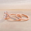 Classic Rose Gold Oval Cut Wedding Ring Set In Sterling Silver