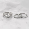 2.85CT 3-Piece Halo Round Cut Sterling Silver Bridal Sets