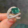 Luxury Pave Emerald Cut Ring in Sterling Silver