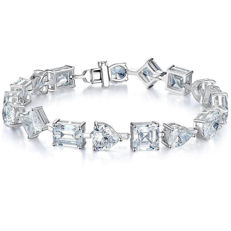 Exquisite Multishape Tennis Bracelet in Sterling Silver