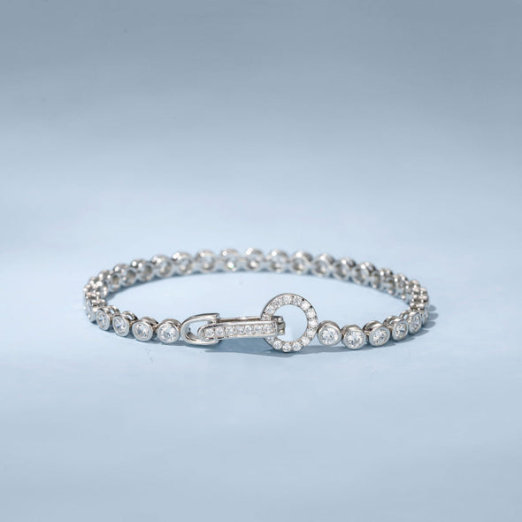 Sale | Round Cut Bezel Tennis Bracelet in Sterling Silver