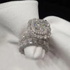 Gorgeous 3.0 Carat Cushion Cut Sterling Silver Bridal Set